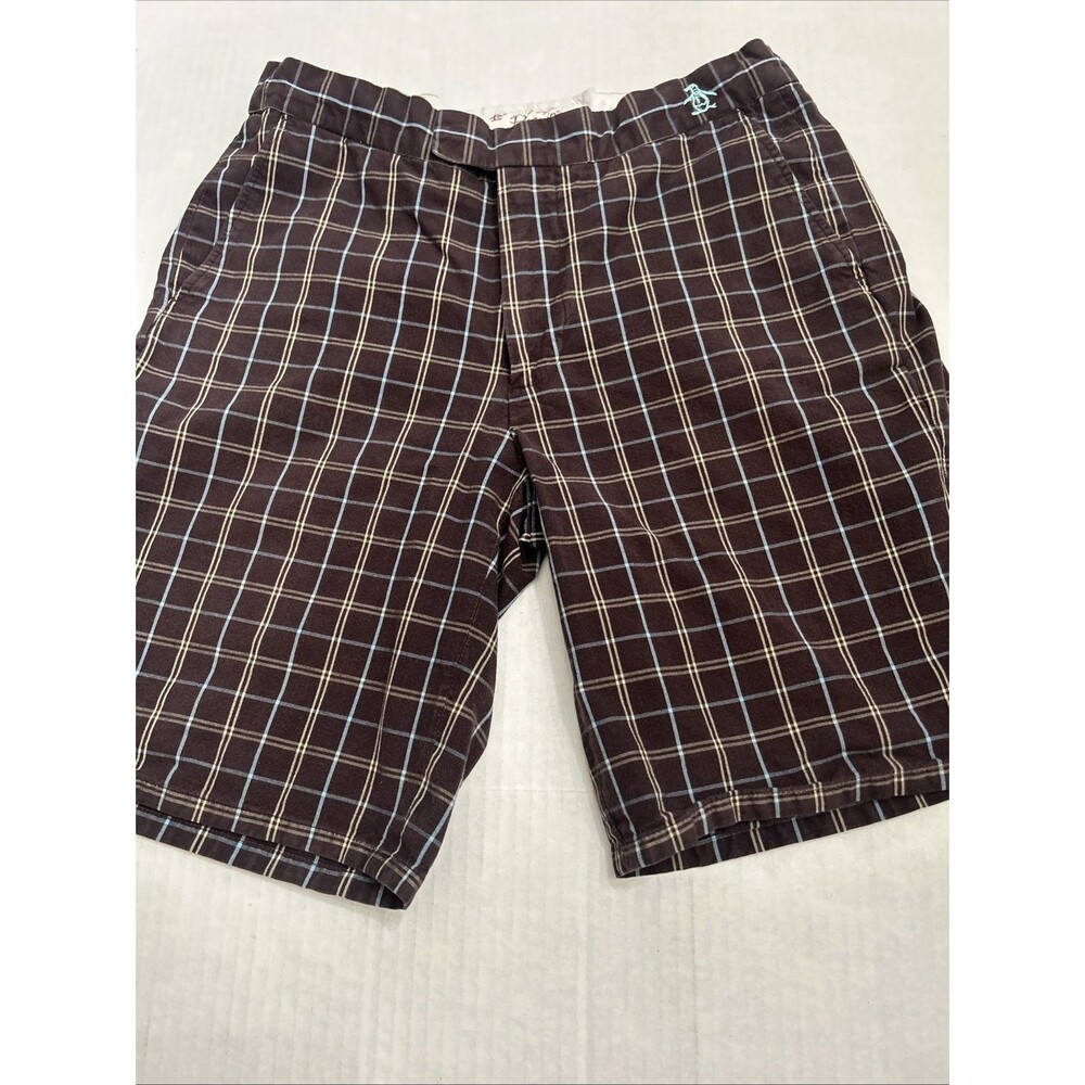 Original Penguin Men's Shorts Brown Plaid Size 30 - Picture 1 of 16